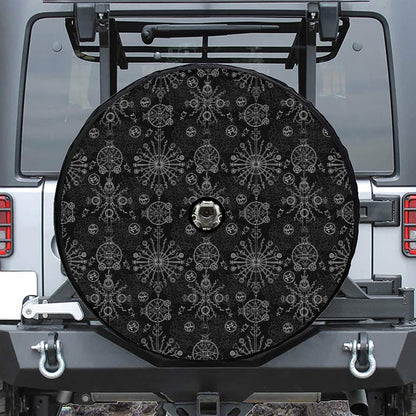 Black And White Wiccan Mystic Print Tire Cover With Camera Hole