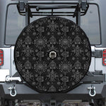 Black And White Wiccan Mystic Print Tire Cover With Camera Hole