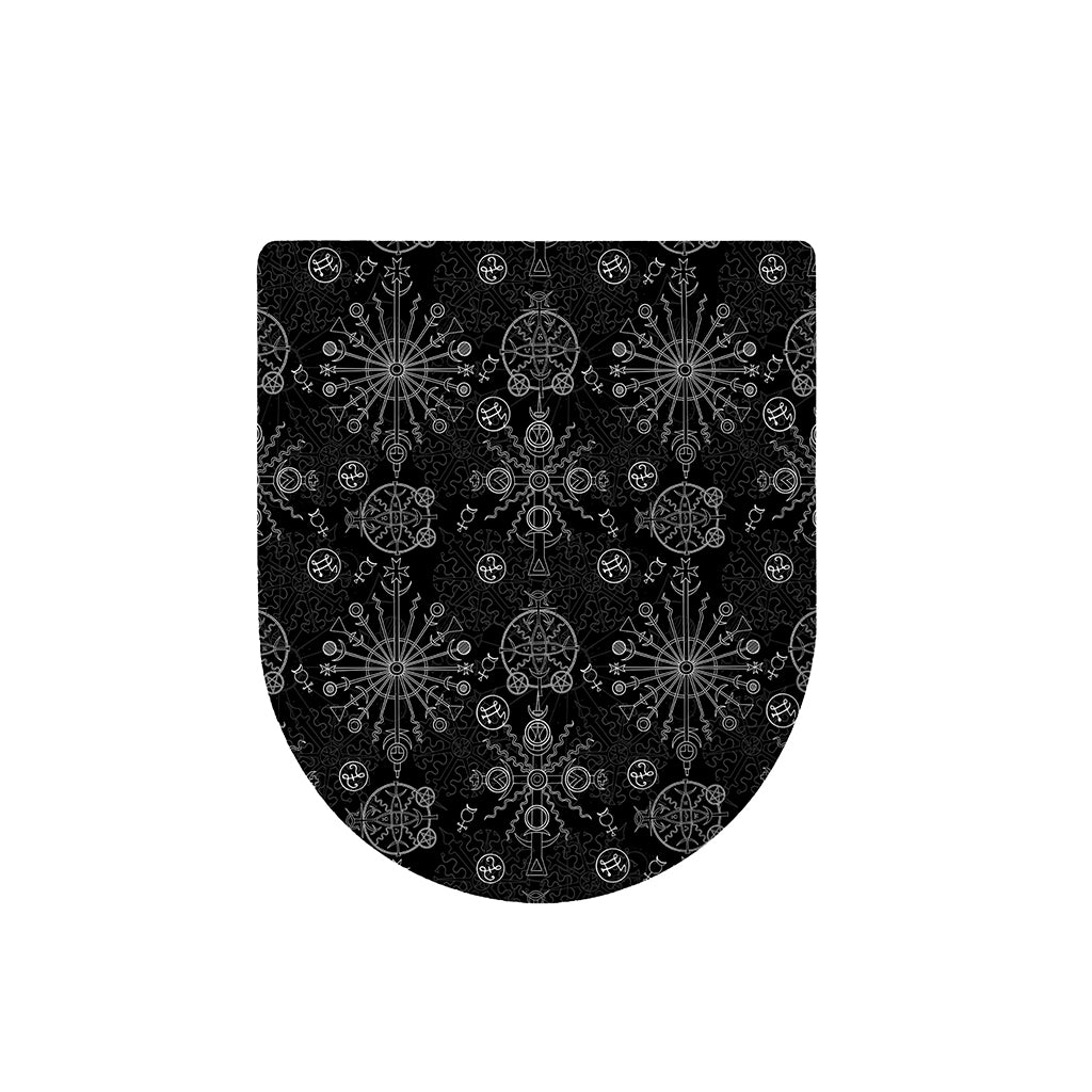 Black And White Wiccan Mystic Print Toilet Lid Cover