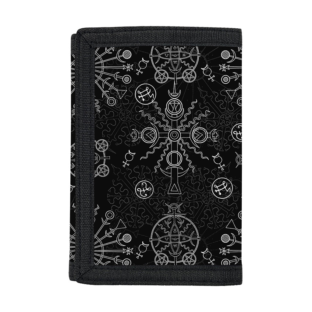 Black And White Wiccan Mystic Print Trifold Wallet