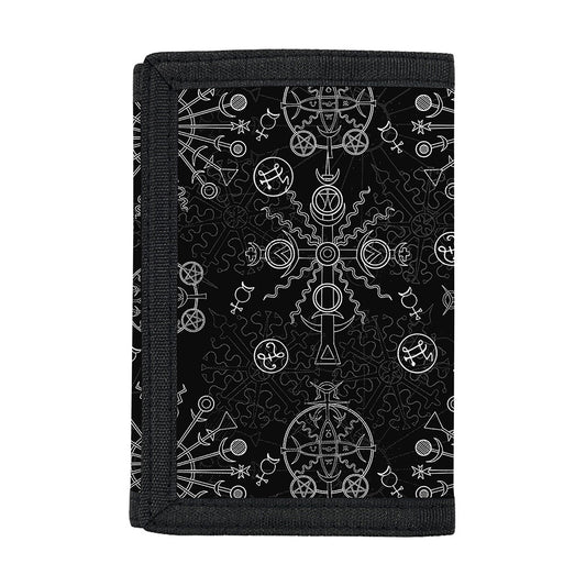 Black And White Wiccan Mystic Print Trifold Wallet
