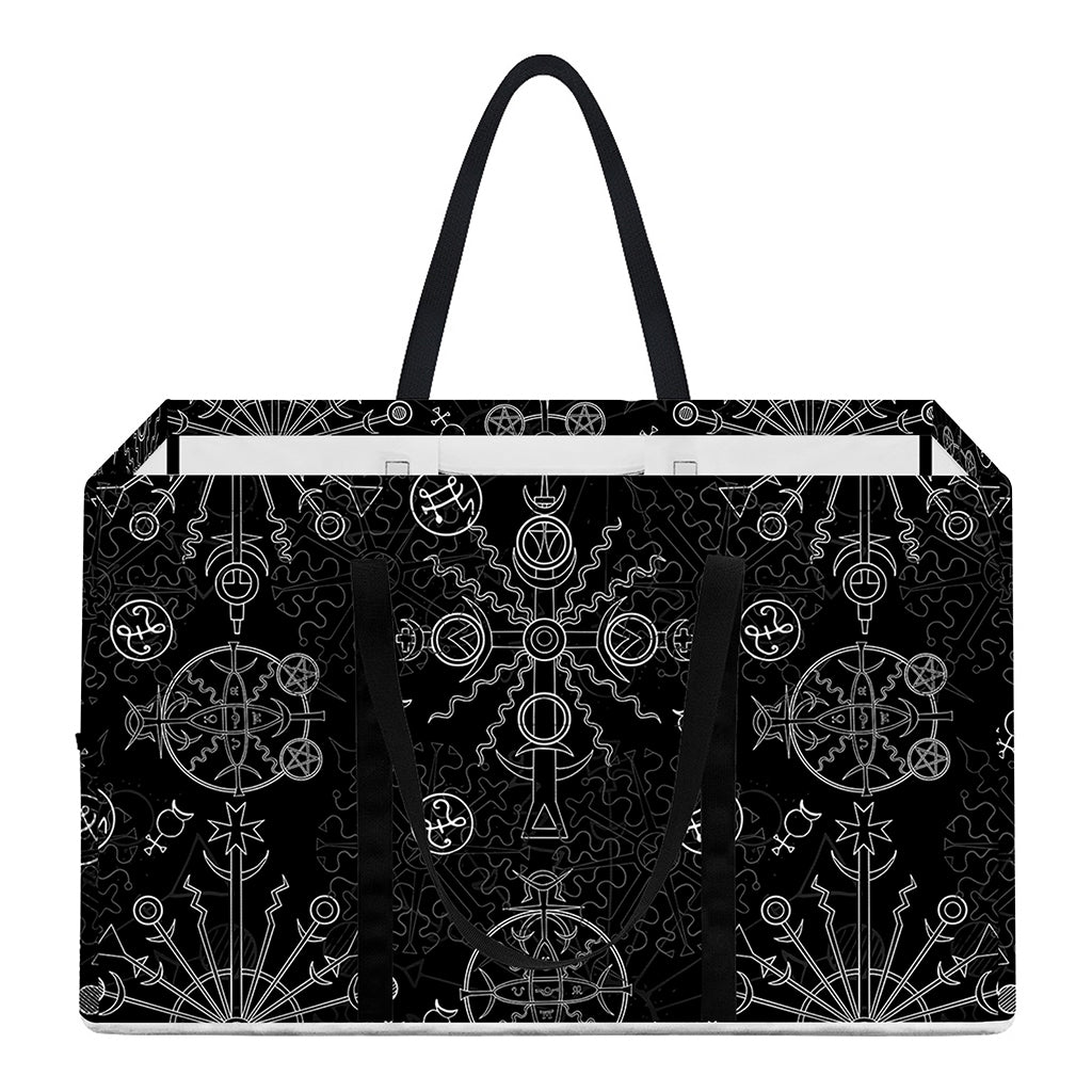 Black And White Wiccan Mystic Print Utility Tote Bag