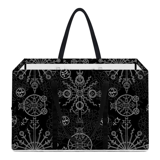 Black And White Wiccan Mystic Print Utility Tote Bag