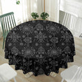 Black And White Wiccan Mystic Print Waterproof Round Tablecloth