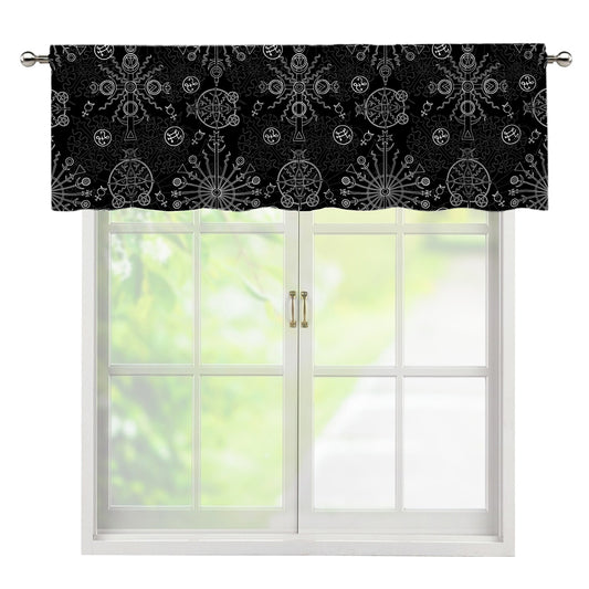 Black And White Wiccan Mystic Print Window Valance