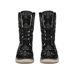 Black And White Wiccan Mystic Print Winter Boots