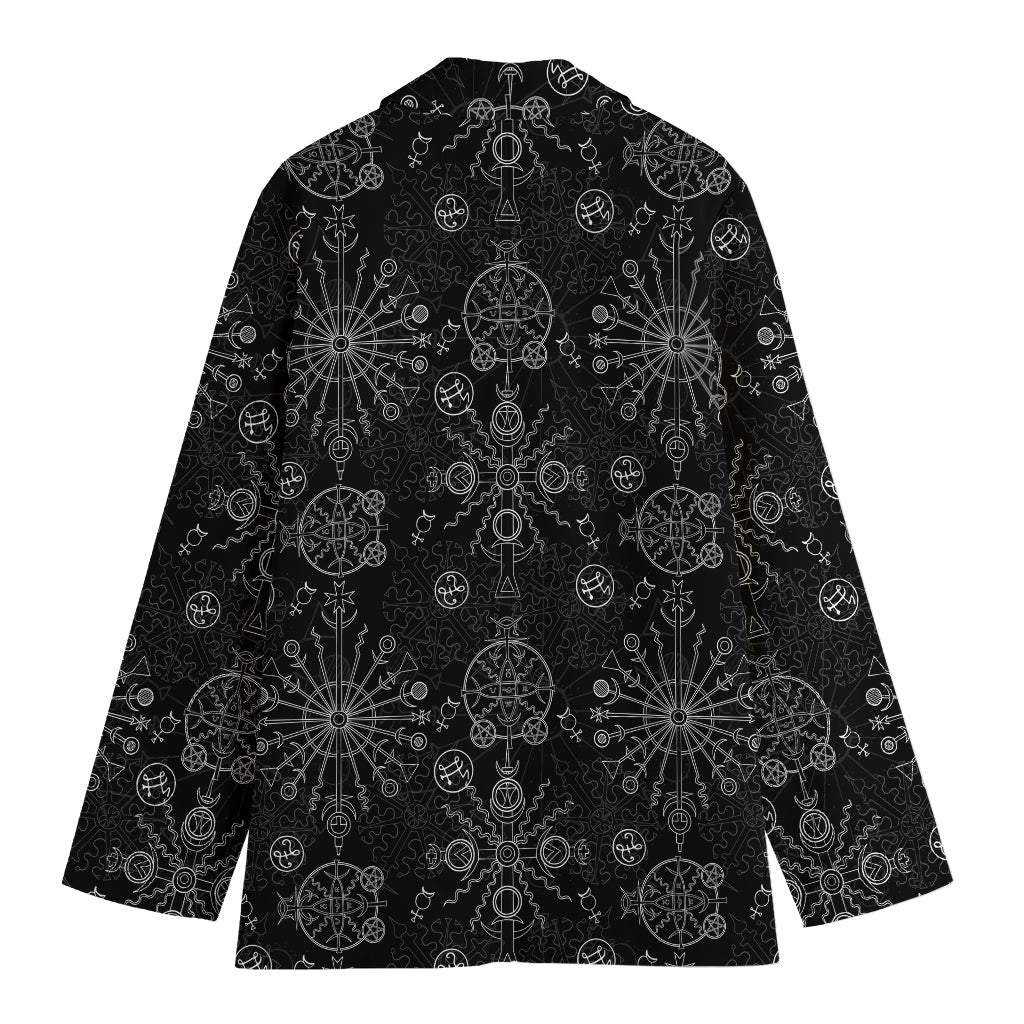 Black And White Wiccan Mystic Print Women's Blazer