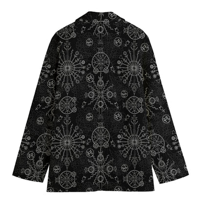 Black And White Wiccan Mystic Print Women's Blazer