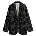Black And White Wiccan Mystic Print Women's Cotton Blazer