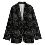 Black And White Wiccan Mystic Print Women's Cotton Blazer