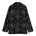 Black And White Wiccan Mystic Print Women's Cotton Blazer