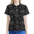 Black And White Wiccan Mystic Print Women's Polo Shirt