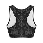 Black And White Wiccan Mystic Print Women's Sports Bra
