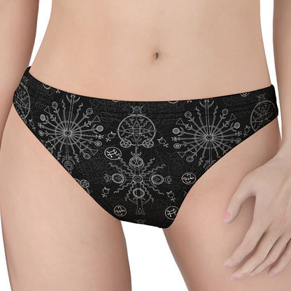 Black And White Wiccan Mystic Print Women's Thong