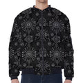 Black And White Wiccan Mystic Print Zip Sleeve Bomber Jacket