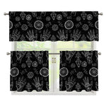 Black And White Wiccan Palmistry Print 3 Piece Kitchen Curtains