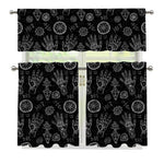 Black And White Wiccan Palmistry Print 3 Piece Kitchen Curtains
