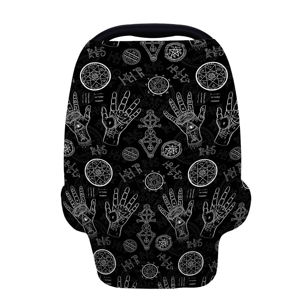 Black And White Wiccan Palmistry Print Baby Seat Cover