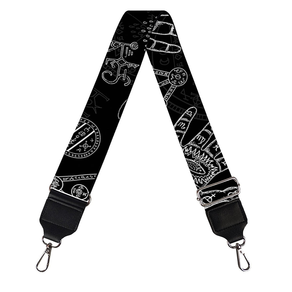 Black And White Wiccan Palmistry Print Bag Strap