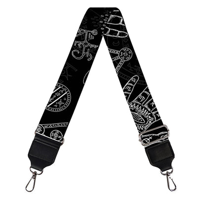 Black And White Wiccan Palmistry Print Bag Strap