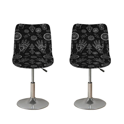 Black And White Wiccan Palmistry Print Bar Stool Covers