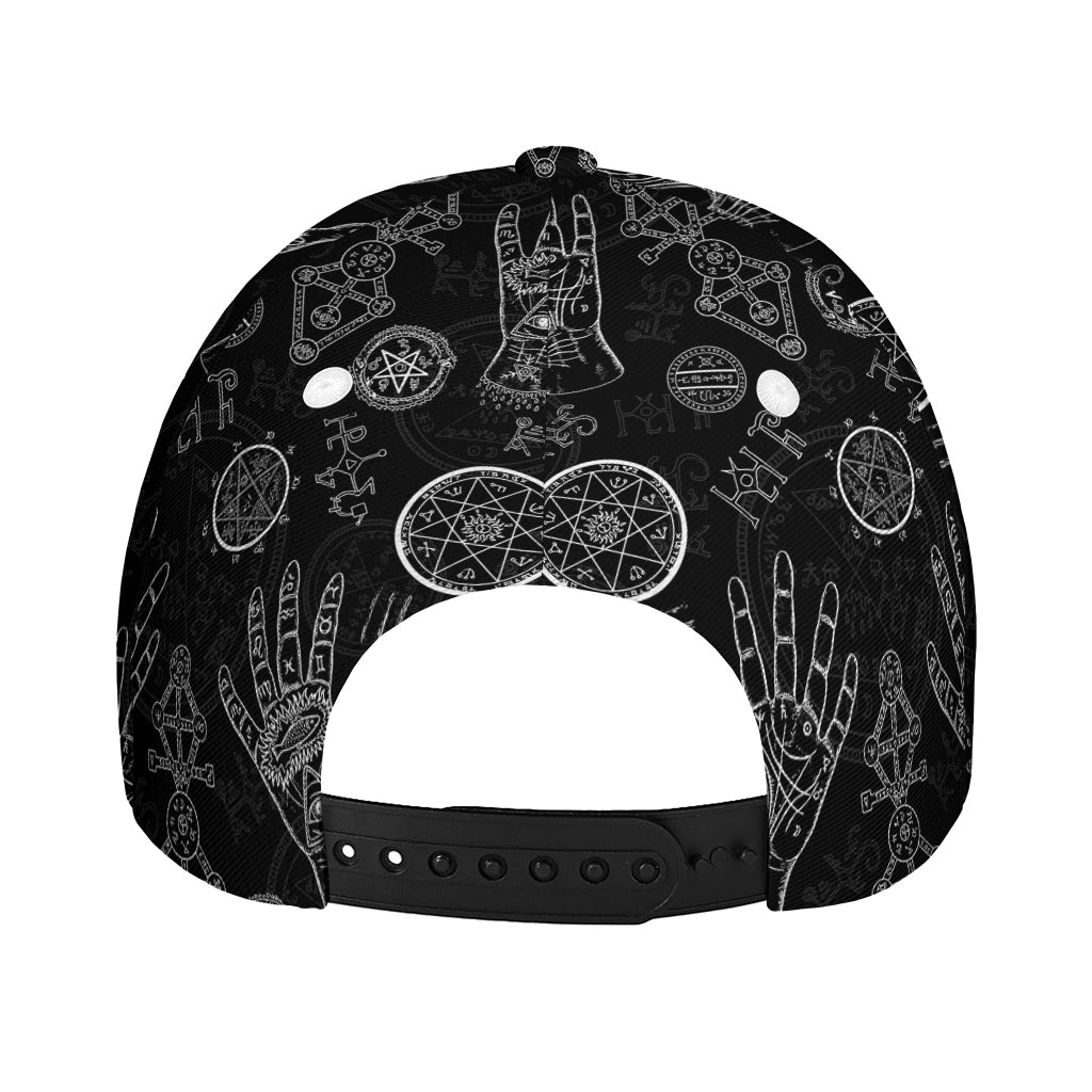 Black And White Wiccan Palmistry Print Baseball Cap
