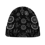 Black And White Wiccan Palmistry Print Beanie