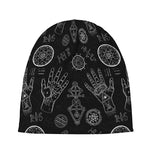 Black And White Wiccan Palmistry Print Beanie