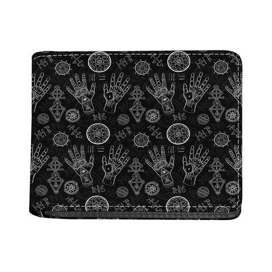 Black And White Wiccan Palmistry Print Bifold Wallet