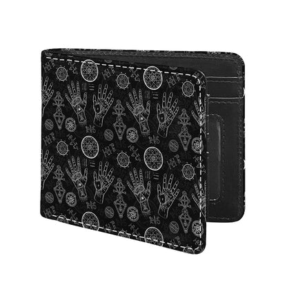 Black And White Wiccan Palmistry Print Bifold Wallet