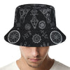 Black And White Wiccan Palmistry Print Bucket Hat