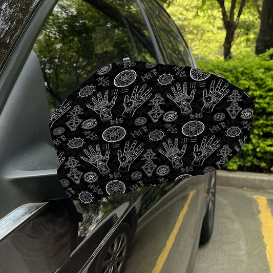 Black And White Wiccan Palmistry Print Car Side Mirror Covers