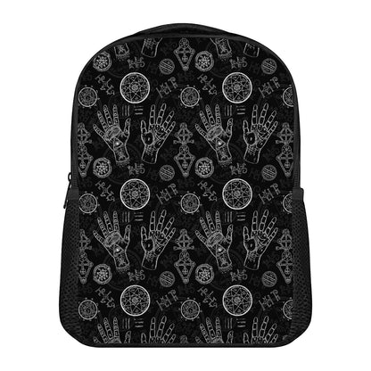 Black And White Wiccan Palmistry Print Casual Backpack