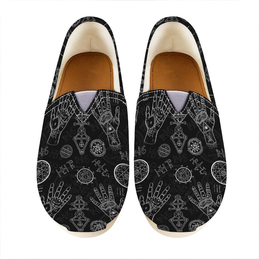Black And White Wiccan Palmistry Print Casual Shoes