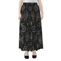 Black And White Wiccan Palmistry Print Chiffon Maxi Skirt