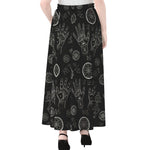 Black And White Wiccan Palmistry Print Chiffon Maxi Skirt