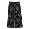 Black And White Wiccan Palmistry Print Cotton Front Slit Maxi Skirt