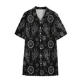 Black And White Wiccan Palmistry Print Cotton Hawaiian Shirt