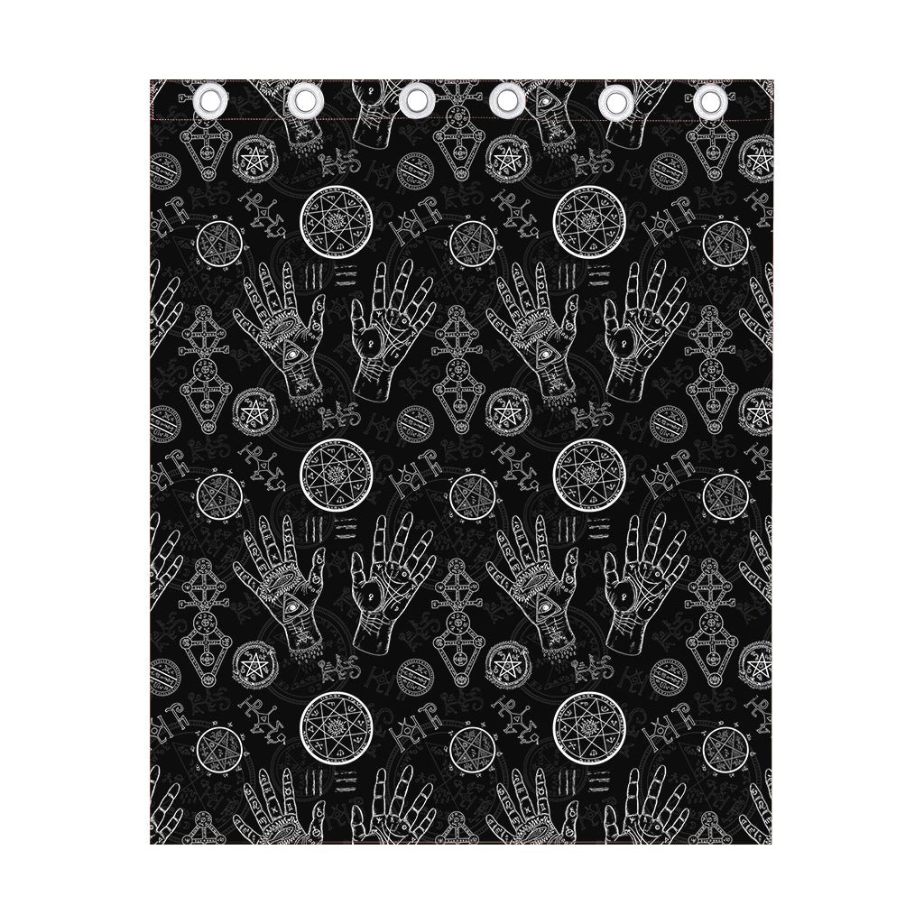 Black And White Wiccan Palmistry Print Curtain