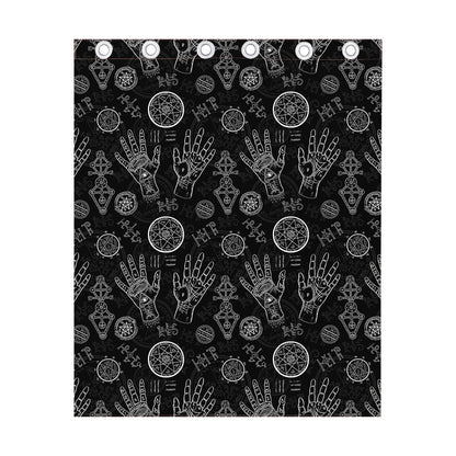 Black And White Wiccan Palmistry Print Curtain