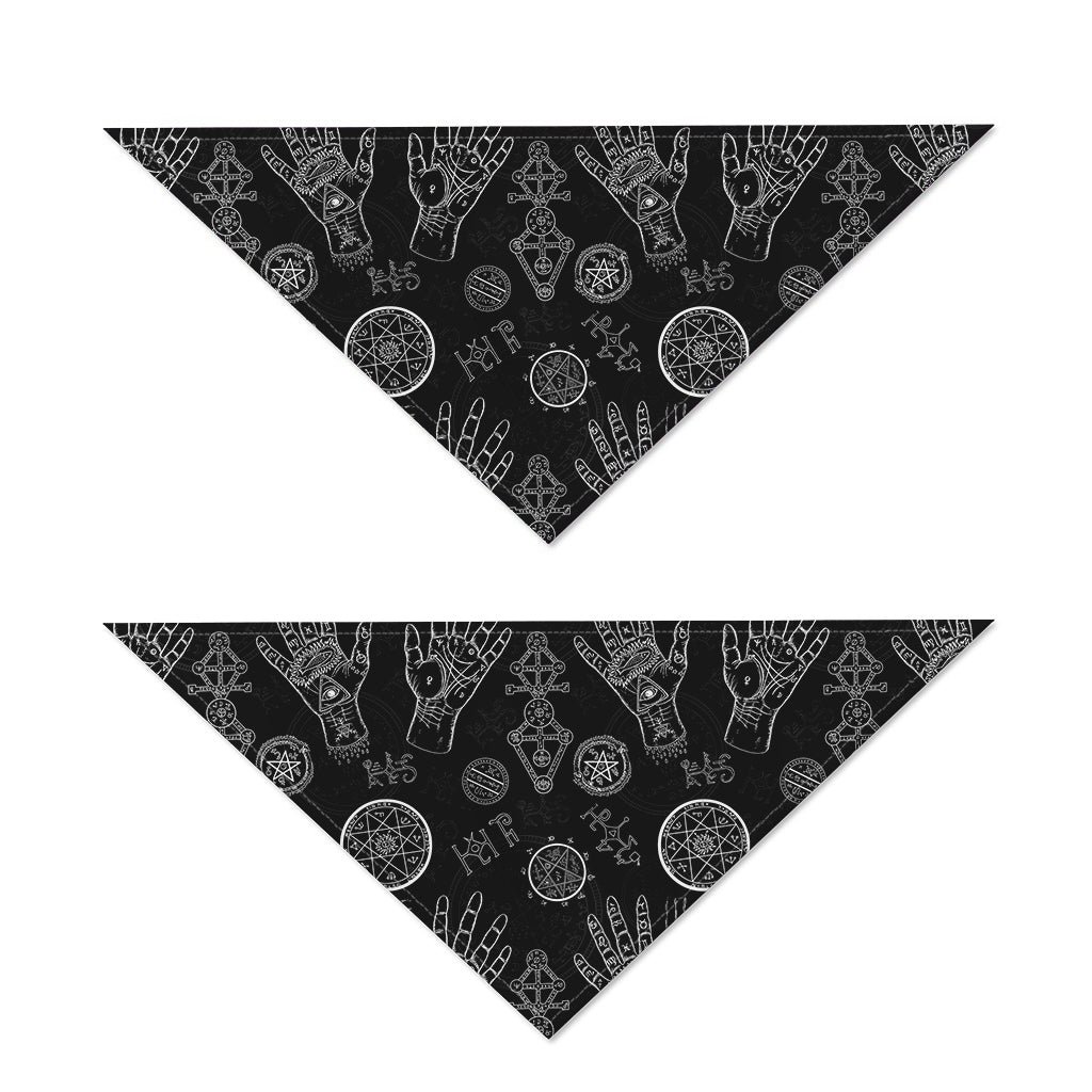 Black And White Wiccan Palmistry Print Dog Bandana