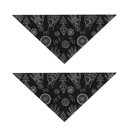 Black And White Wiccan Palmistry Print Dog Bandana