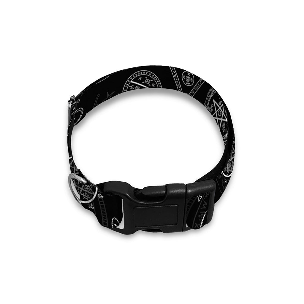 Black And White Wiccan Palmistry Print Dog Collar