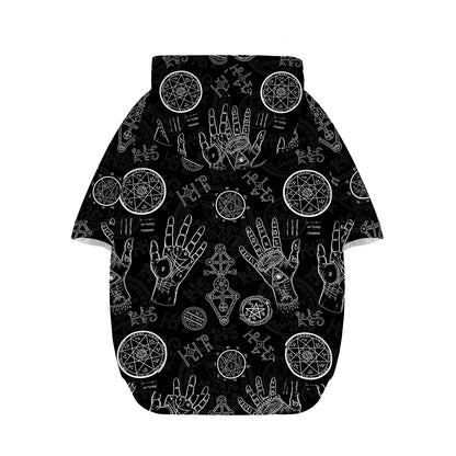 Black And White Wiccan Palmistry Print Dog Zip Up Hoodie