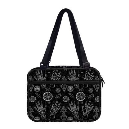 Black And White Wiccan Palmistry Print Double Strap Bible Bag