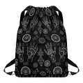 Black And White Wiccan Palmistry Print Drawstring Backpack