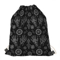 Black And White Wiccan Palmistry Print Drawstring Bag