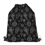 Black And White Wiccan Palmistry Print Drawstring Bag