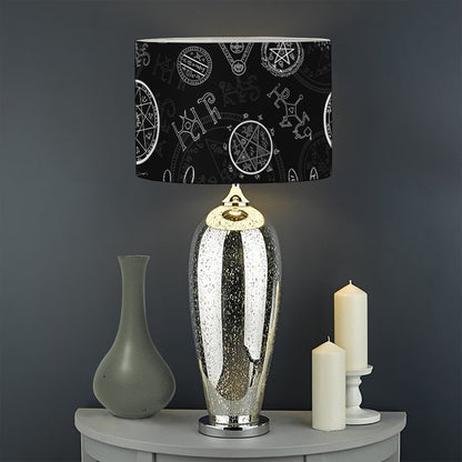 Black And White Wiccan Palmistry Print Drum Lamp Shade