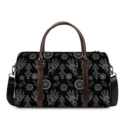 Black And White Wiccan Palmistry Print Duffle Bag